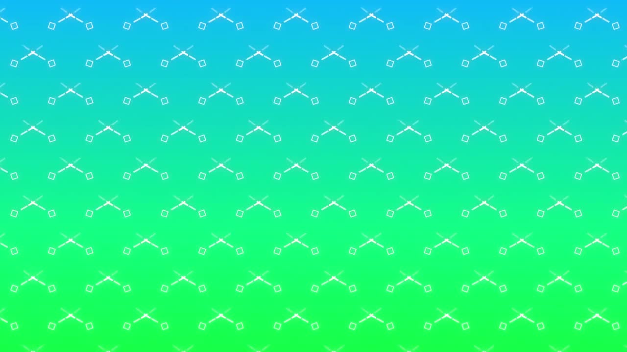 초록색과 파란색 그라디언트 배경에  ⁇ 색 모양의 격자 애니메이션