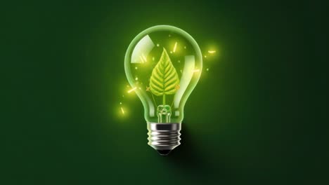 a glowing light bulb with a leaf inside, symbolizing eco-friendly energy