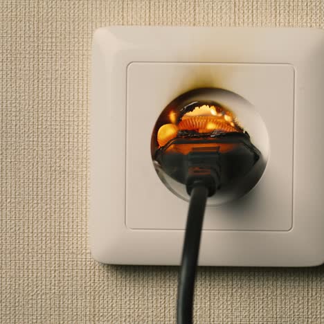 a flame appears in a plug outlet 1