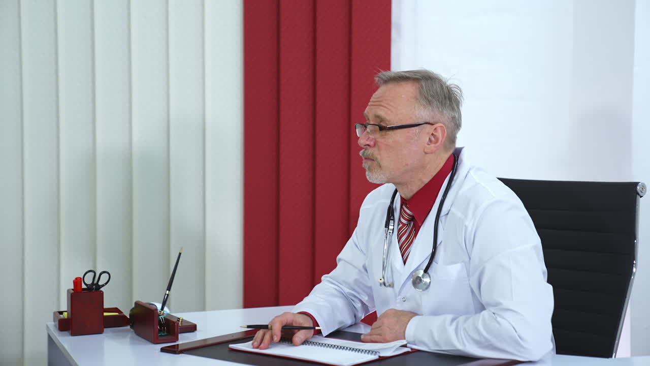 Beautiful female patient came to consultation to phisician. Doctor is giving recommendations to the patient woman. Bright modern office background.