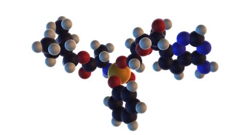 3d rendering of remdesivir molecule - antiebola and potential anticovid19 (coronavirus, sars-cov2) drug.