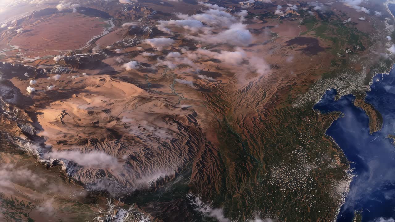 Aerial View of Earth's Landscape Featuring China