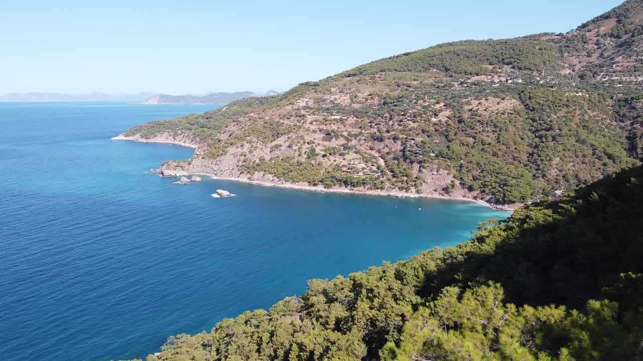 Beautiful turquoise sea in the Mediterranean, on the famous coast of the Lycian Way