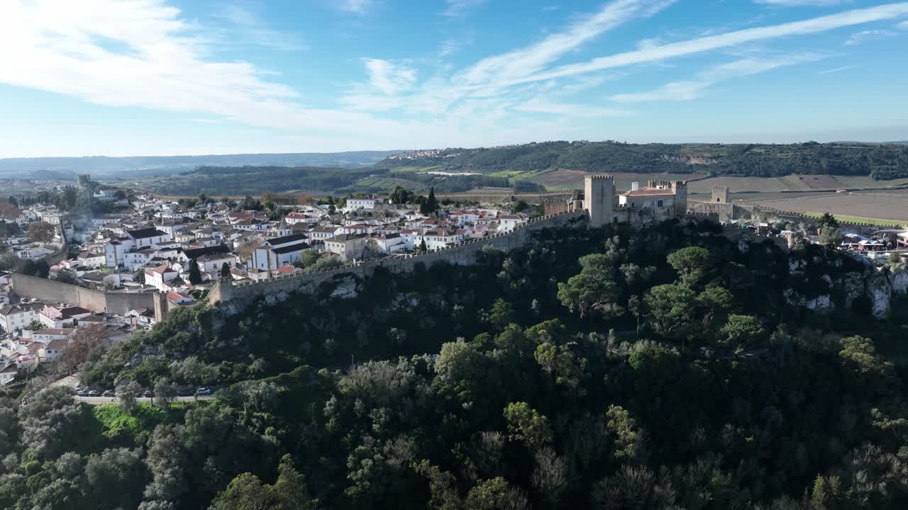 Óbidos by drone on a sunny winter day