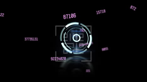 animation of qr code and scope scanning on black background
