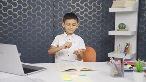 boy talking to camera.