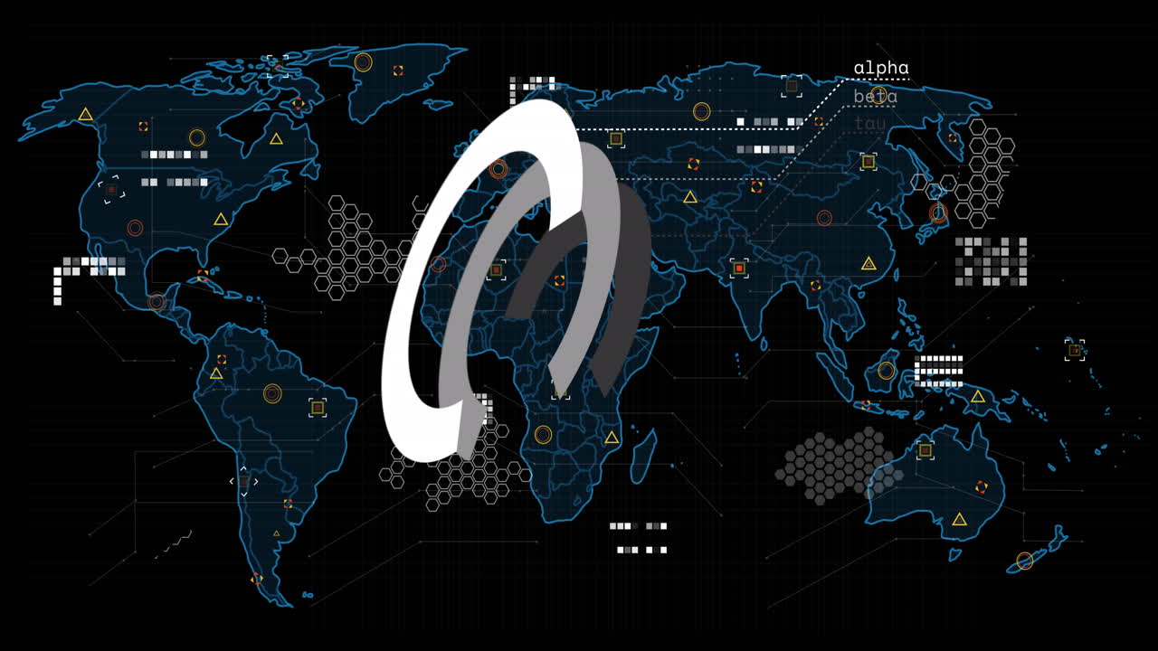 범위 스캐닝과 세계 지도에 대한 데이터 처리 애니메이션