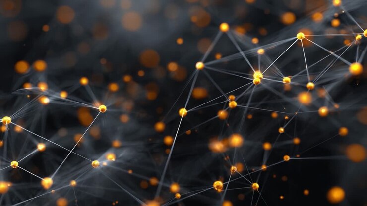 A Captivating Exploration of Abstract Connections: A Visual Representation of Networks and Interactions with Glowing Elements on a Dark Background