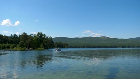 serene lakeside scenery with boat