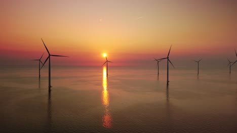 wind turbines producing sustainable renewable electricity in an offshore wind park