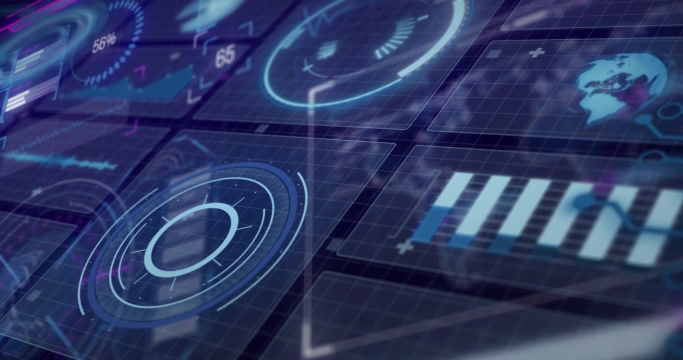 Animation of scope scanning with data processing on black background
