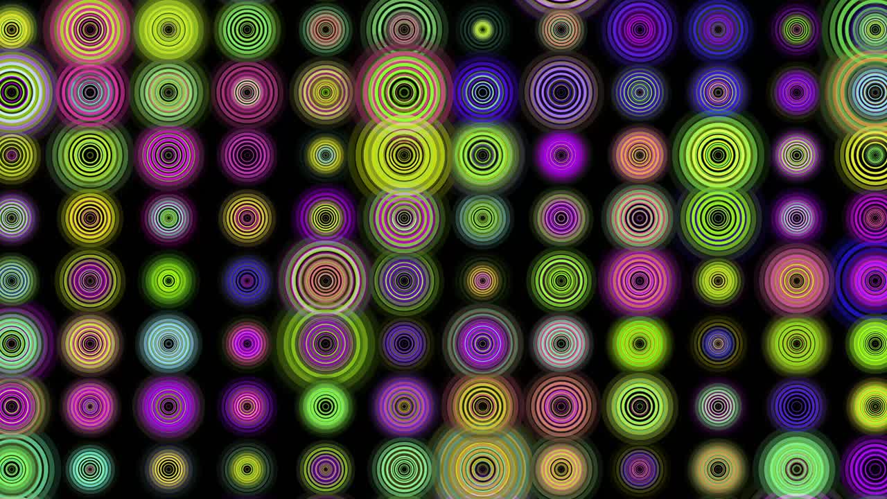 Abstract Neon Animated Circle Rings Video Loop Background – 4k Resolution Closeup Composition