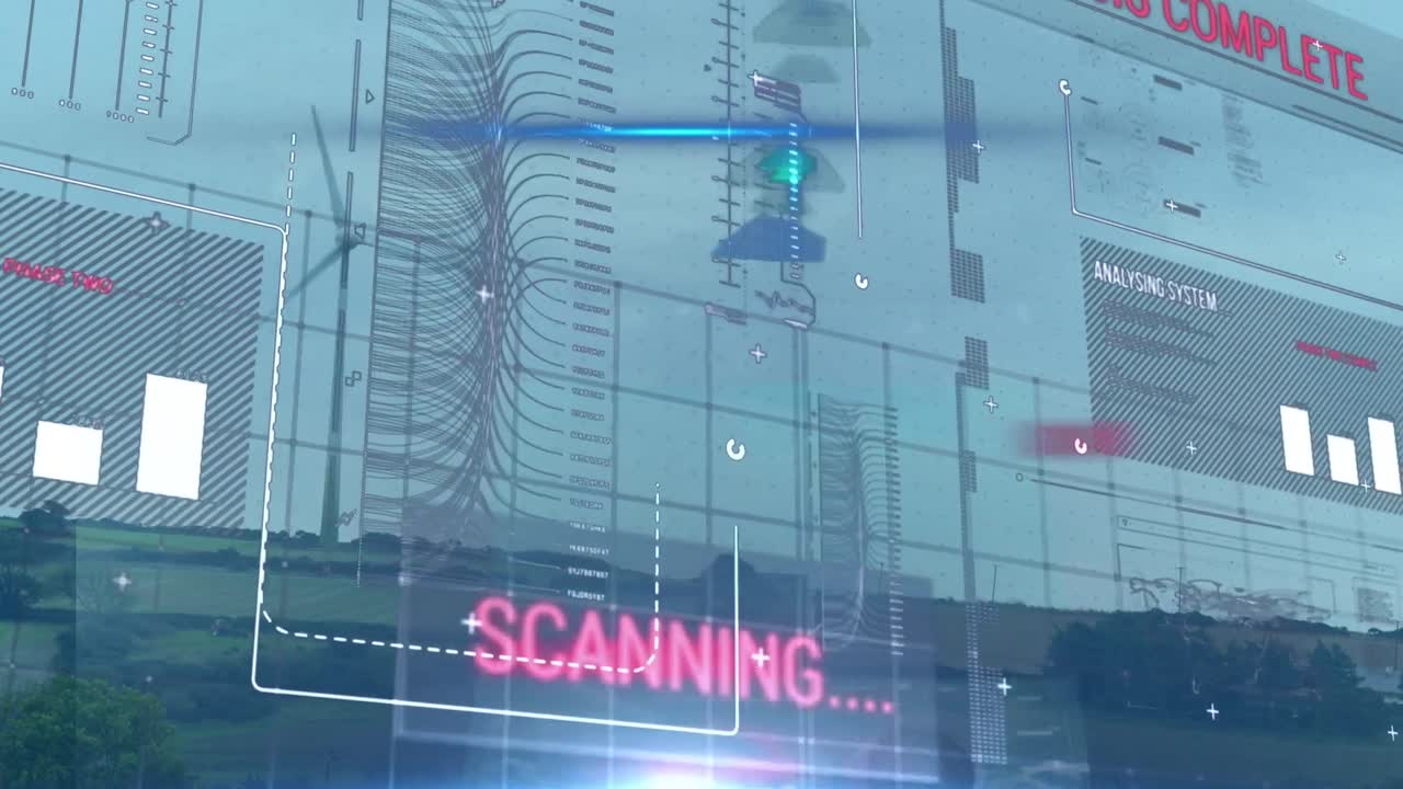 풍력 터빈에서 데이터 처리의 애니메이션