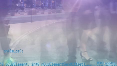 animación del procesamiento de datos sobre personas de negocios caminando