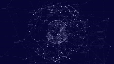 la animación digital muestra formas abstractas en un globo de red giratorio.