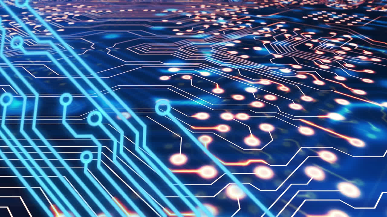 animación del procesamiento de datos sobre un fondo negro