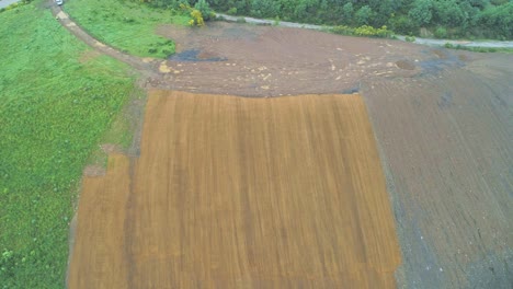 Coal-dump-restoration-with-coconut-fibre,-aerial-sigth