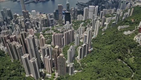 aerial del horizonte de hong kong y el puerto