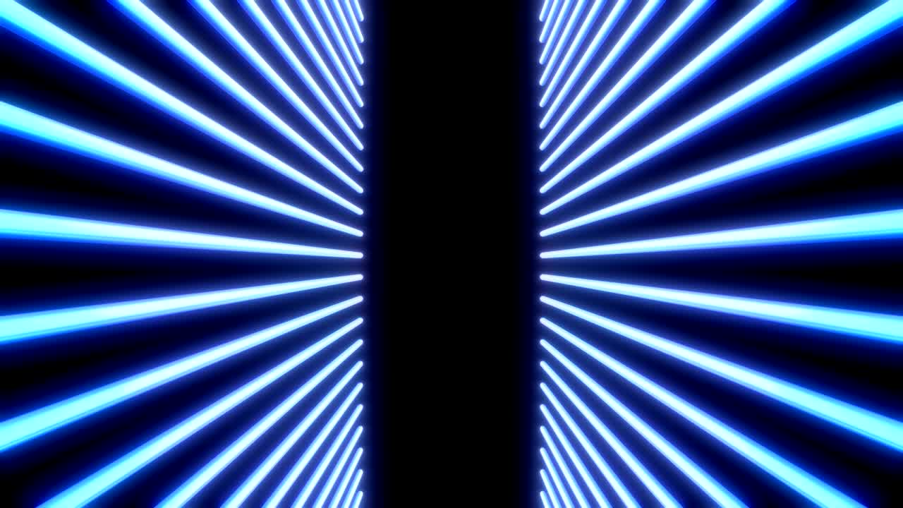 líneas láser de luz de neón brillantes en color negro. colorido fondo geométrico fluorescente abstracto. renderización 3d futurista en bucle. animación de moda moderna para diseño de transmisión, espectáculo, club.