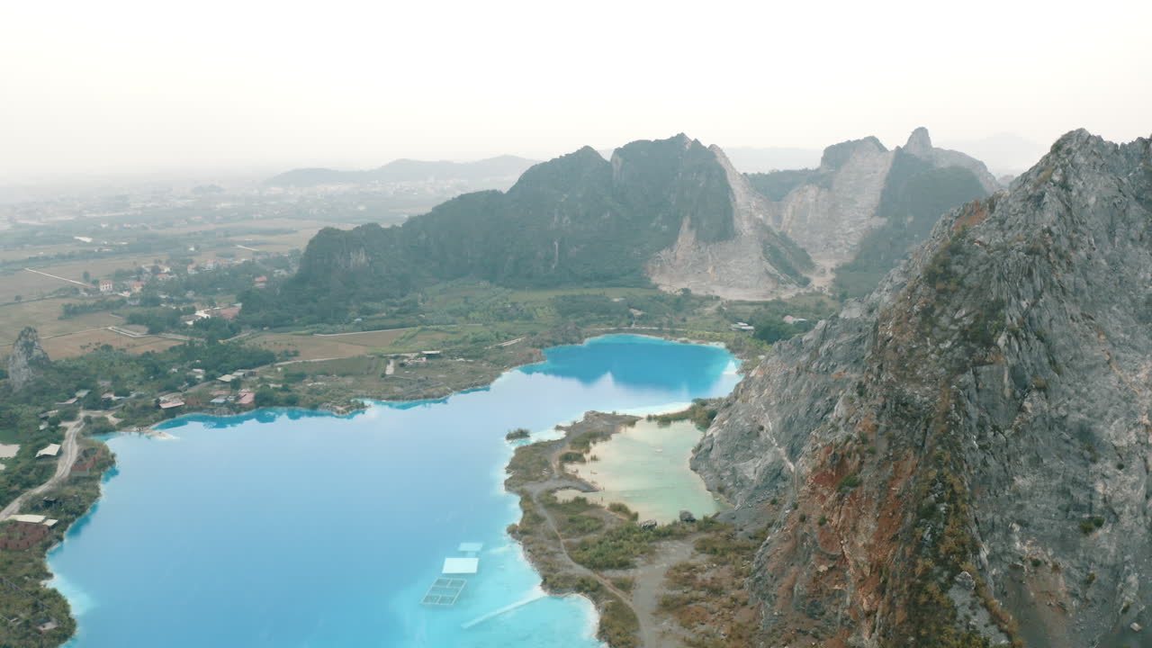 Aerial View Of Tuyet Tinh Coc And Surrounding Landscape, Vietnam.