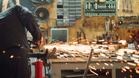 angle grinder cutting metal at workshop 17