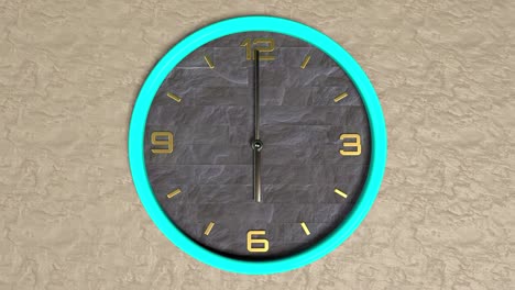 animación 3d de reloj de forma redonda en la pared. patrón sin costuras de tiempo en movimiento.