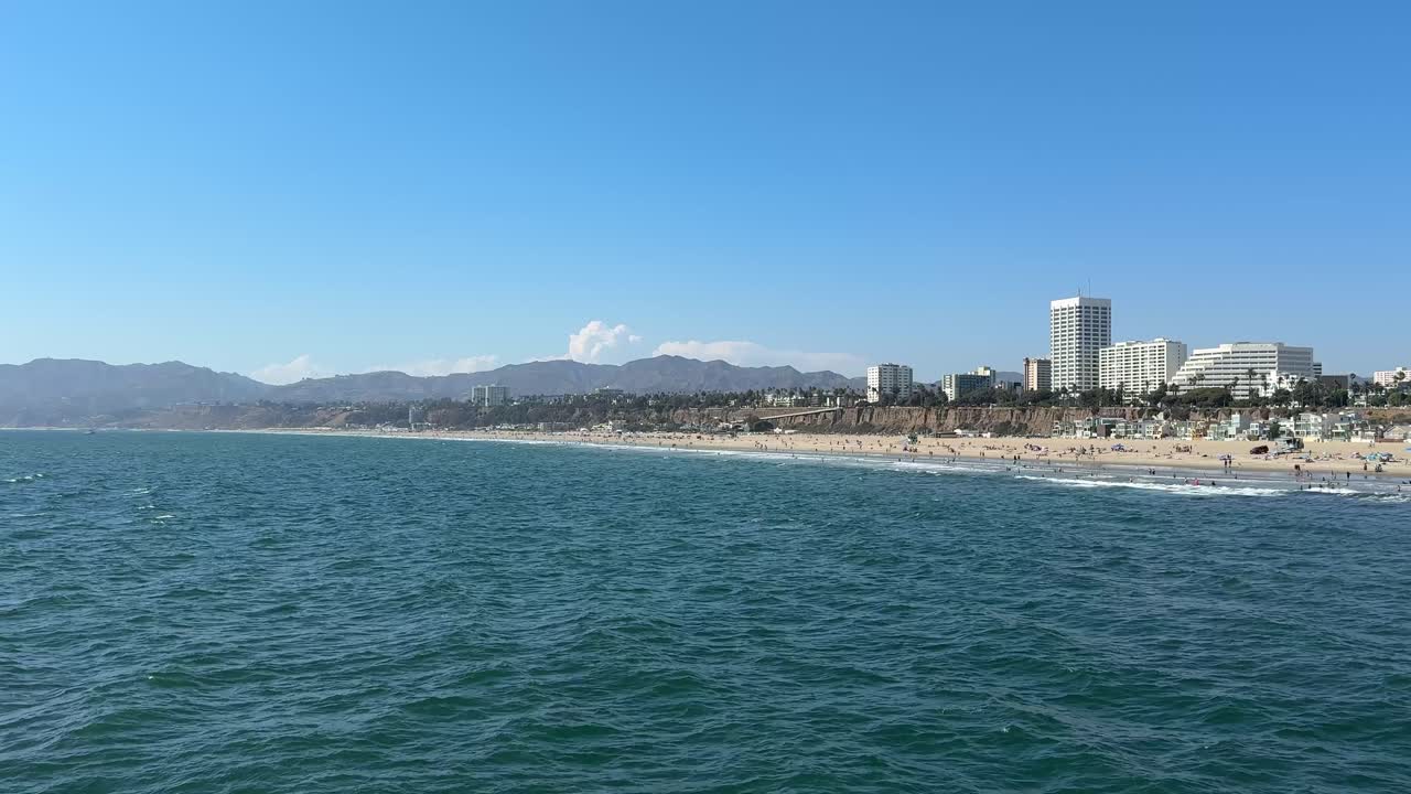 Shoreline views from the end of the Santa Monica Pier on a perfect summer day