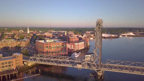 sunrise over portsmouth bridge, nh in 4k at 29