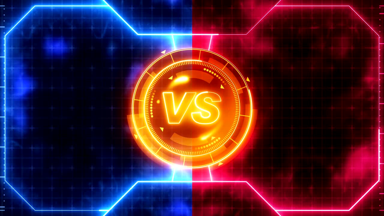 animación de bucle de juego deportivo futurista. contra fondo de lucha. pantalla digital de neón de radar. contra elemento de interfaz de control de juego. competición deportiva de lucha de batalla.