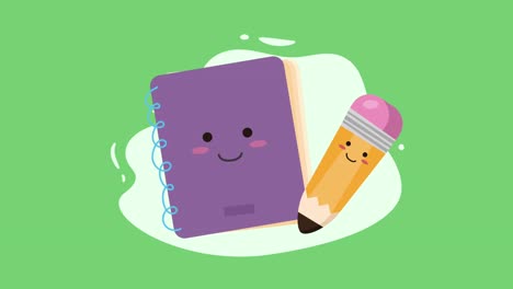 un cuaderno y un lápiz.