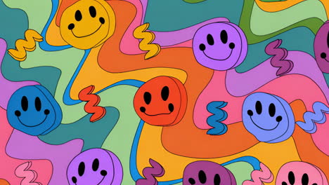 vibrant abstract background with colorful smiley faces