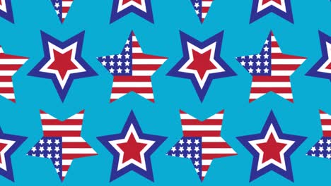 animation of stars coloured in american flag over blue background