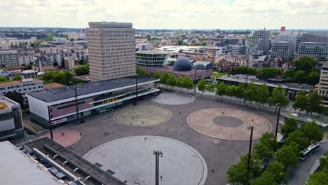 aerial view of a city square in liege, belgium