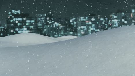 Snow-falling-and-cityscape