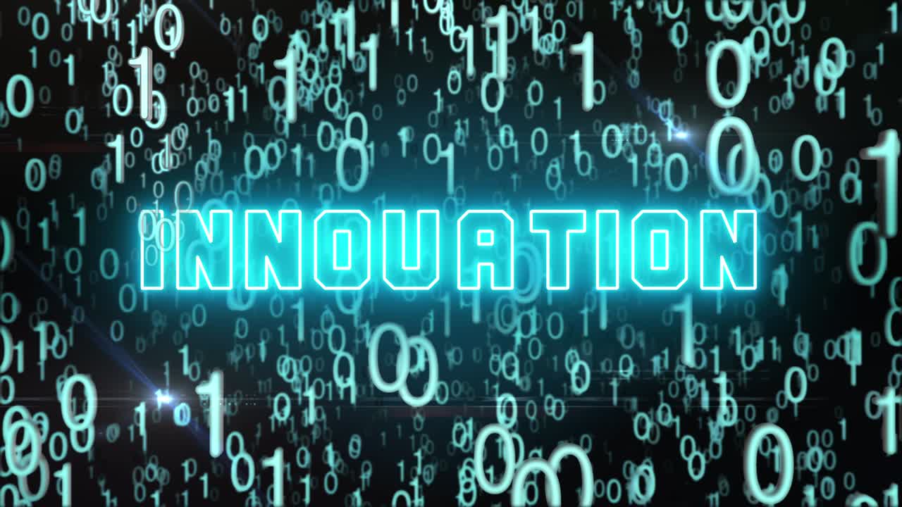 concepto de innovación azulado con código digital