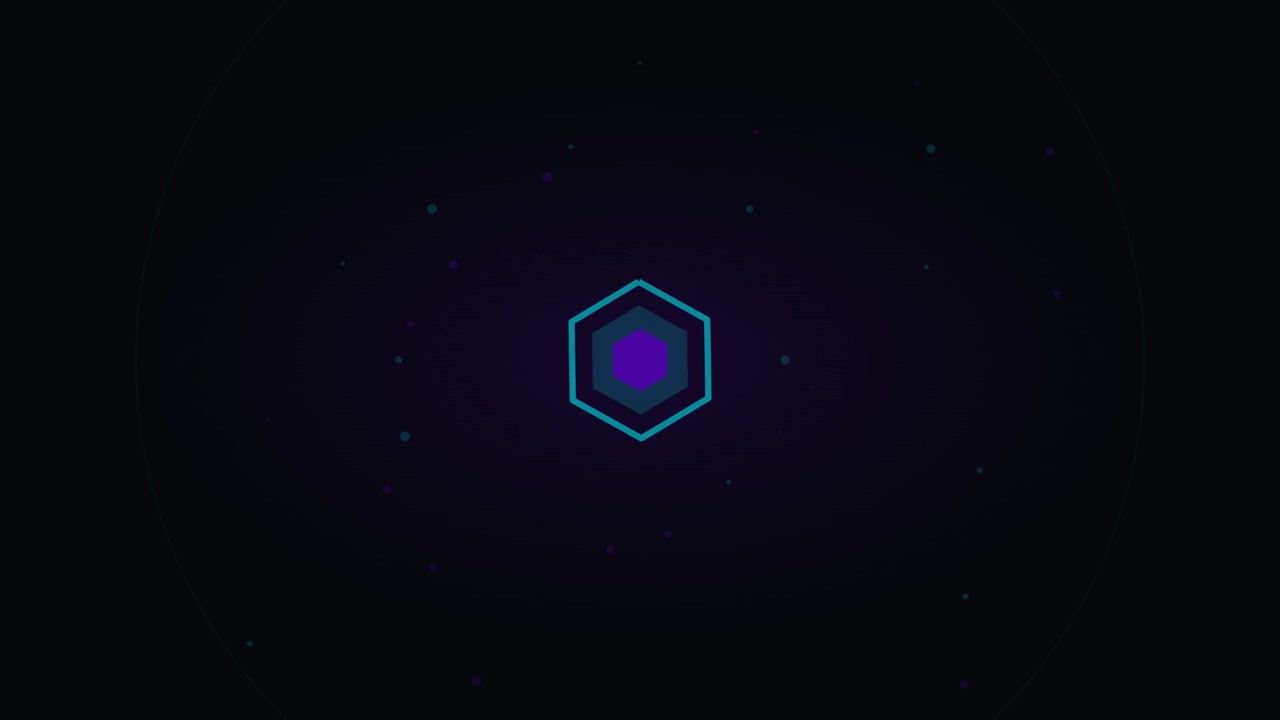 Abstract Motion Graphic Featuring Glowing Hexagon and Floating Particles