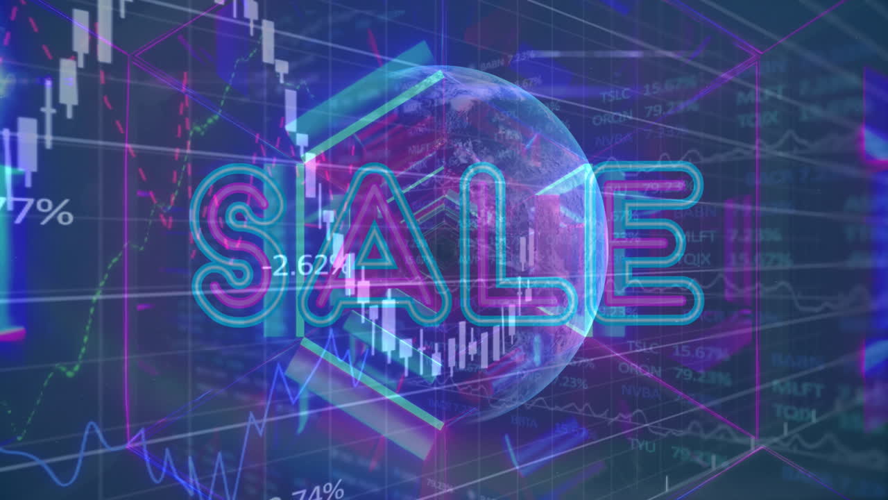 전 세계 판매 텍스트 및 금융 데이터 처리의 애니메이션
