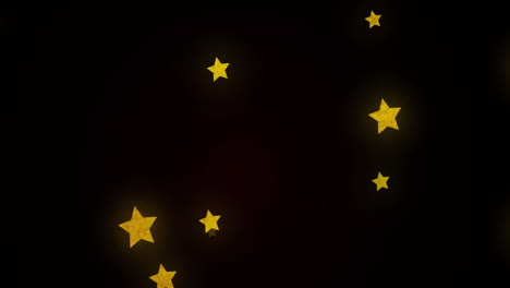 animation of graduation cap and letter icons over stars on black background