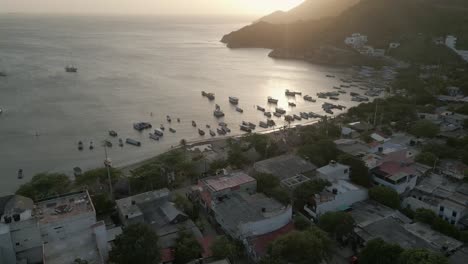 Aerial-of-Taganga-Santa-Marta-Colombia-fisherman-Village-Tayrona-Natural-National-Park-Caribbean-Sea