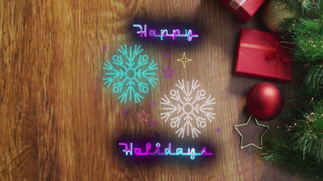animación de felicitaciones de navidad texto sobre decoraciones de navidad