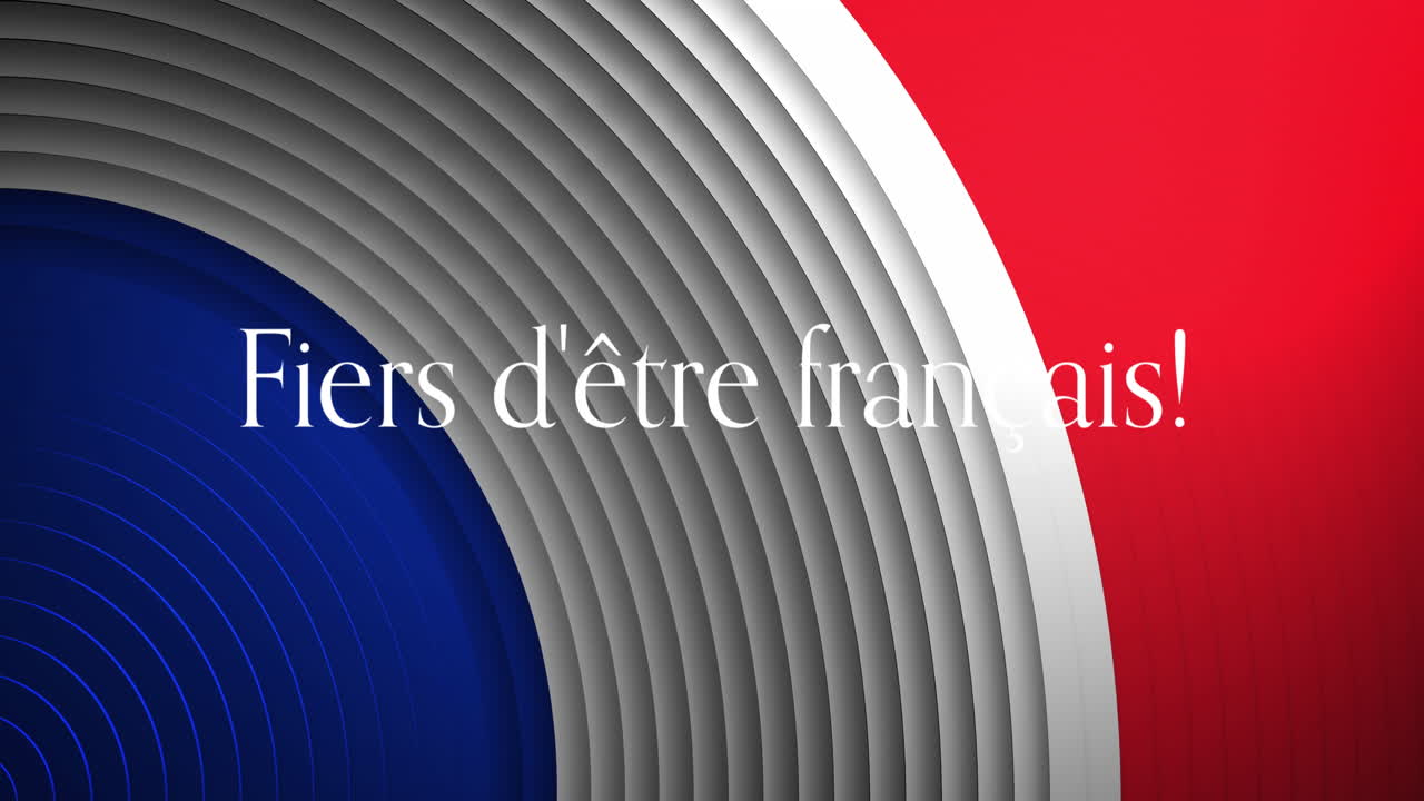 프랑스 발과 원을 가진 fiers d'etre francais 텍스트의 애니메이션