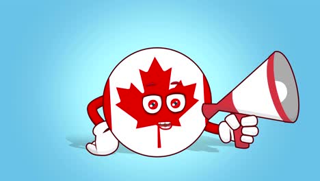 cartoon icon flag canada speaker with face animation with alpha matte