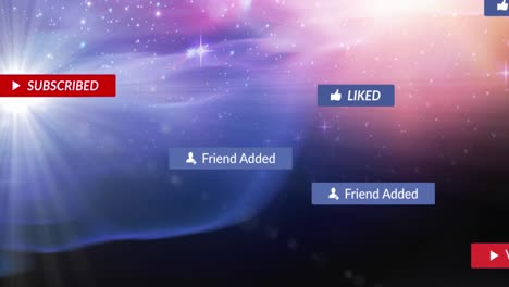 animation of media icons over space