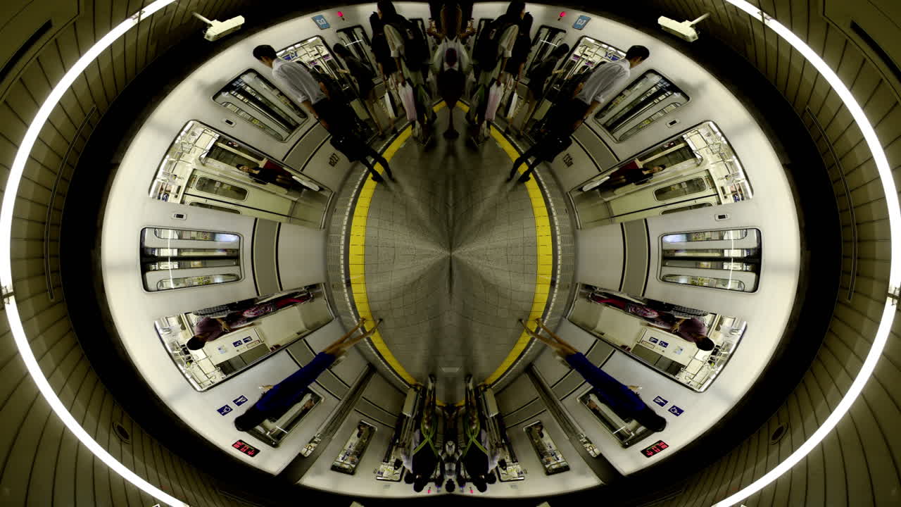 timelapse of tokyo city scene and skyline made into abstract fisheye tiny planet