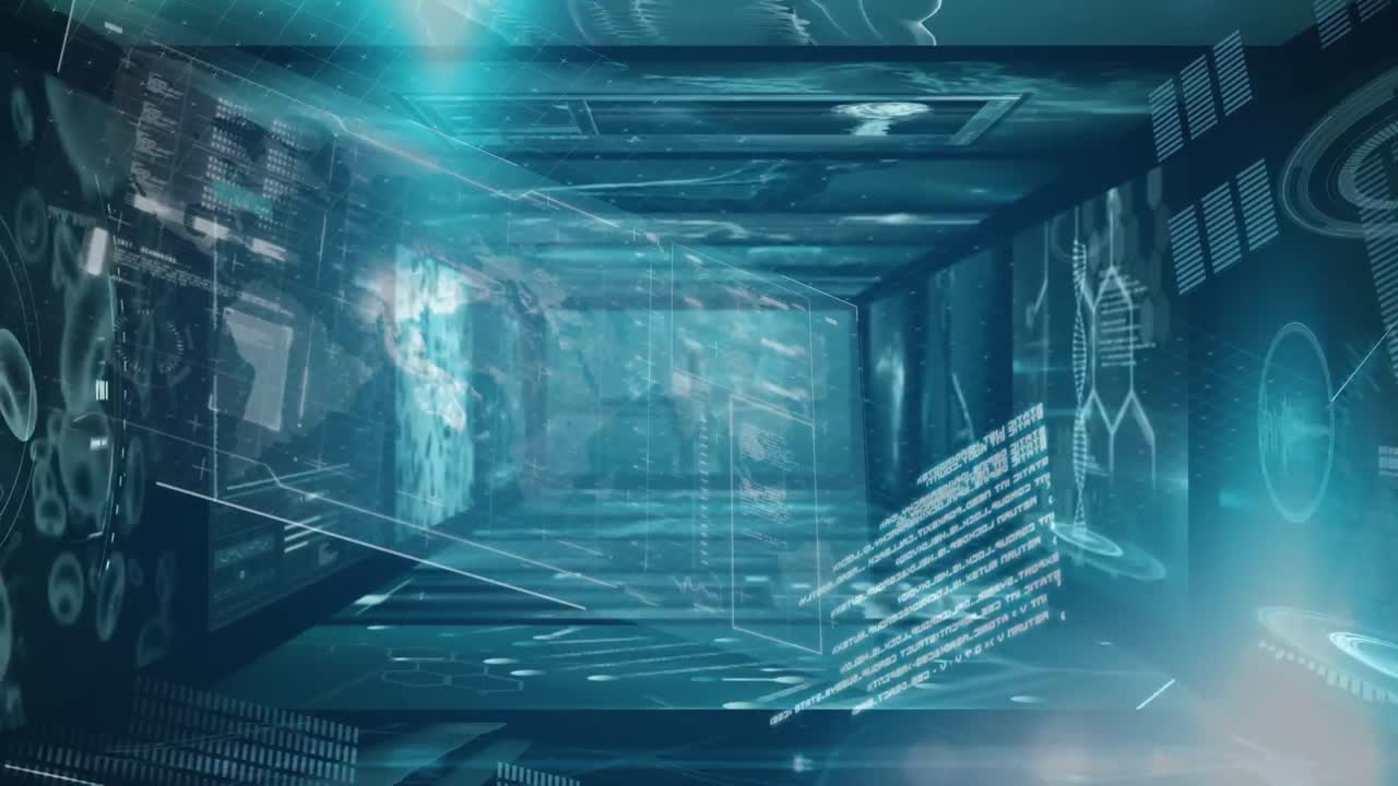 세계 지도와 의료 데이터 처리의 디지털로 생성된 비디오