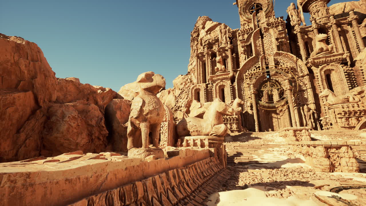templo de fantasía en ruinas en el desierto