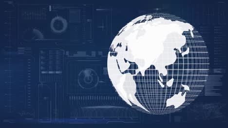 Spinning globe against blue dashboard