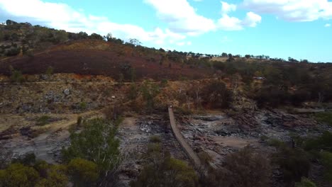 Panoramic-view-of-dry-swan-river-at-Bell-Rapids-bridge-near-Perth