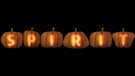 carved pumpkin letters  forming the text spirit