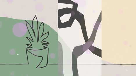 the video features a plant-like object with colorful shapes moving around it